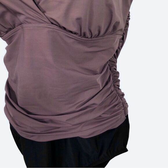 Lands End Tummy Control Chlorine Resistant V-neck Wrap 1 Piece Swimsuit Size 16 - Picture 4 of 6